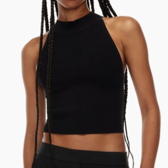 Aritzia Babaton Sculpt Knit Mockneck Halter Top, Ribbed Halter Top. - Picture 12 of 13